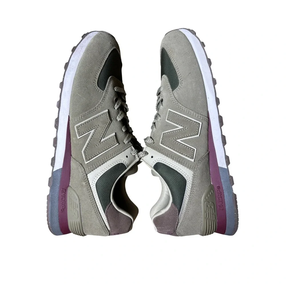 New Balance 574 Sneaker Men 12 Green Low Top Suede Mesh Lifestyle Casual